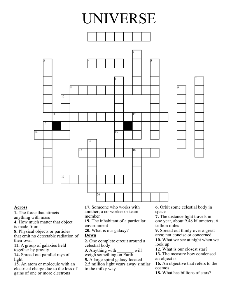 UNIVERSE Crossword
