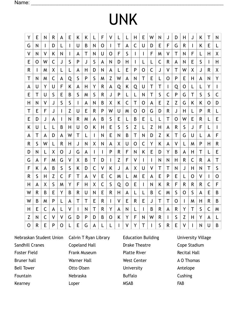 UNK Word Search