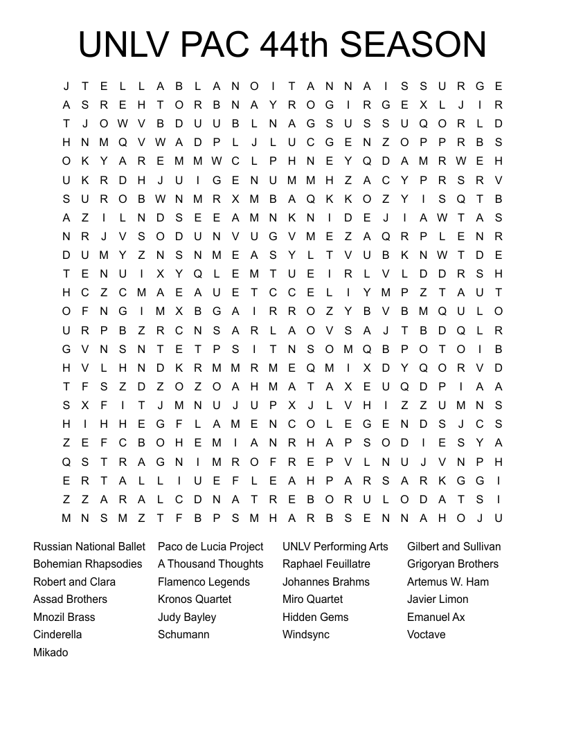 UNLV PAC 44th SEASON Word Search