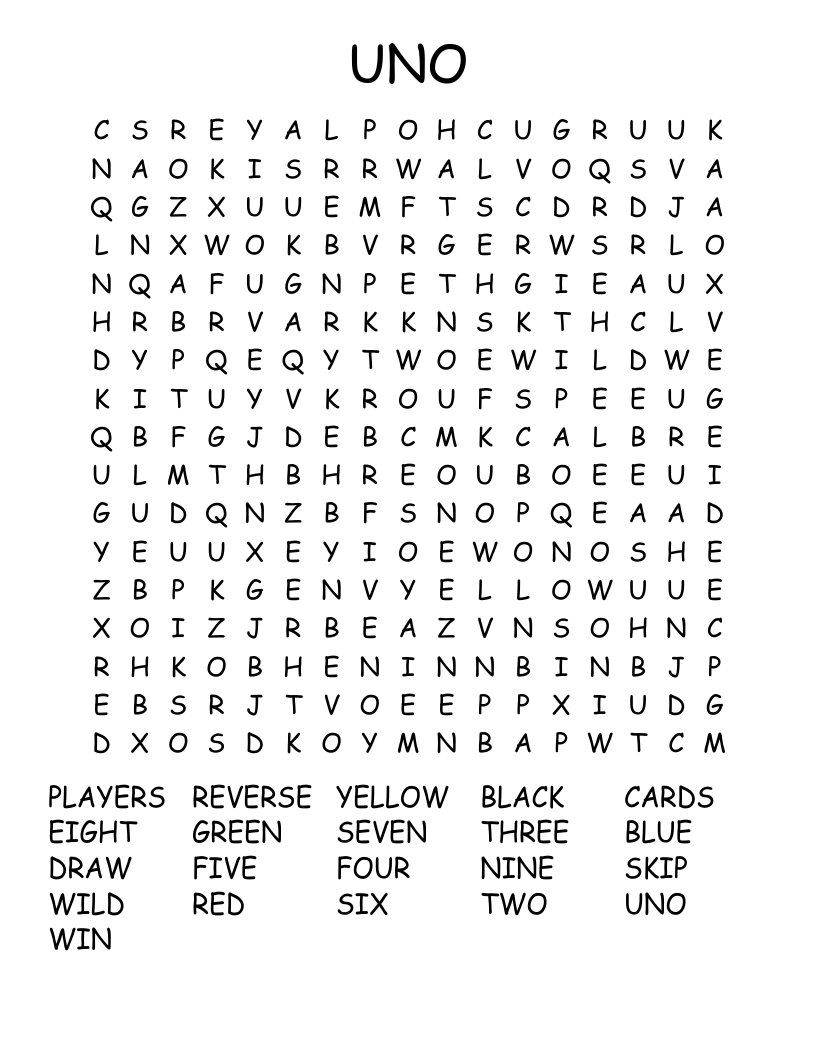 UNO Word Search