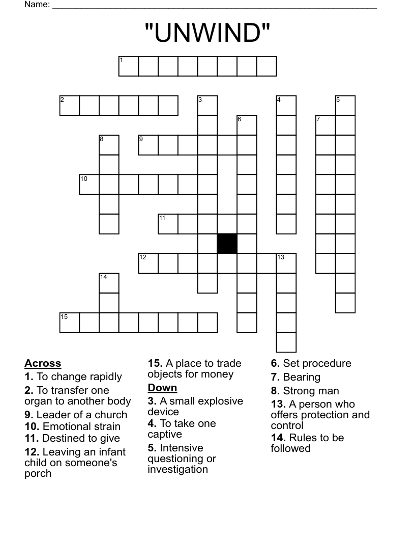 "UNWIND" Crossword