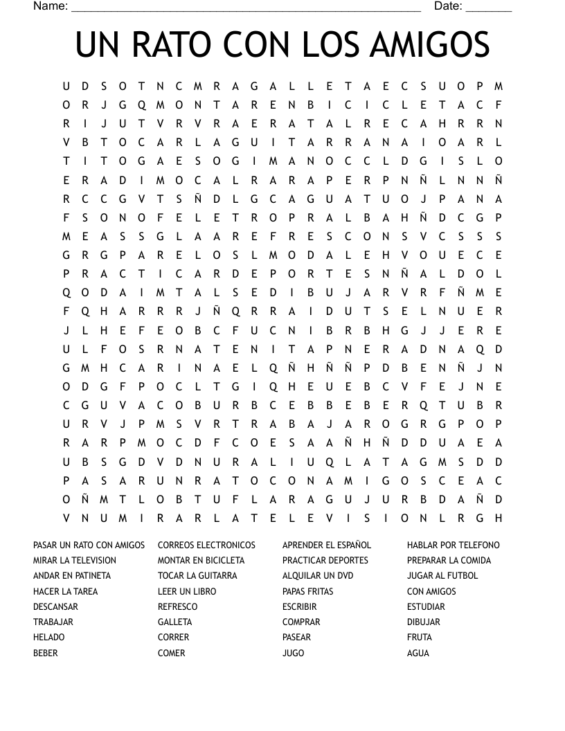 UN RATO CON LOS AMIGOS Word Search