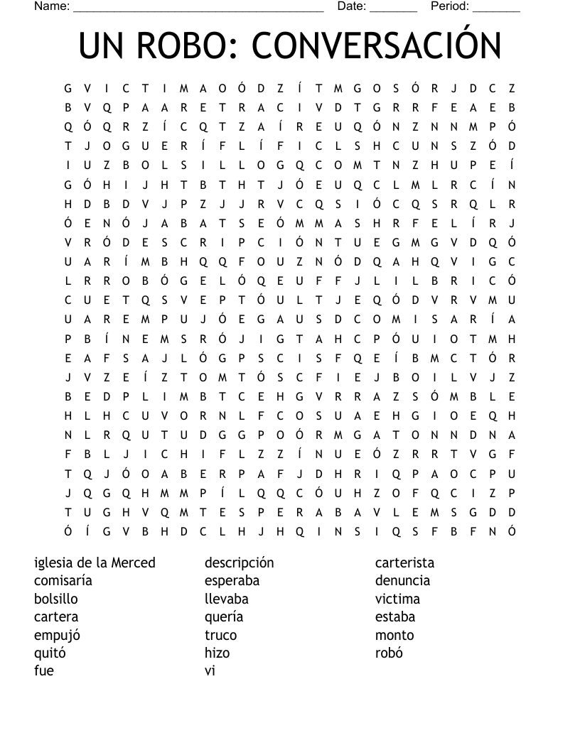 UN ROBO: CONVERSACIÓN Word Search