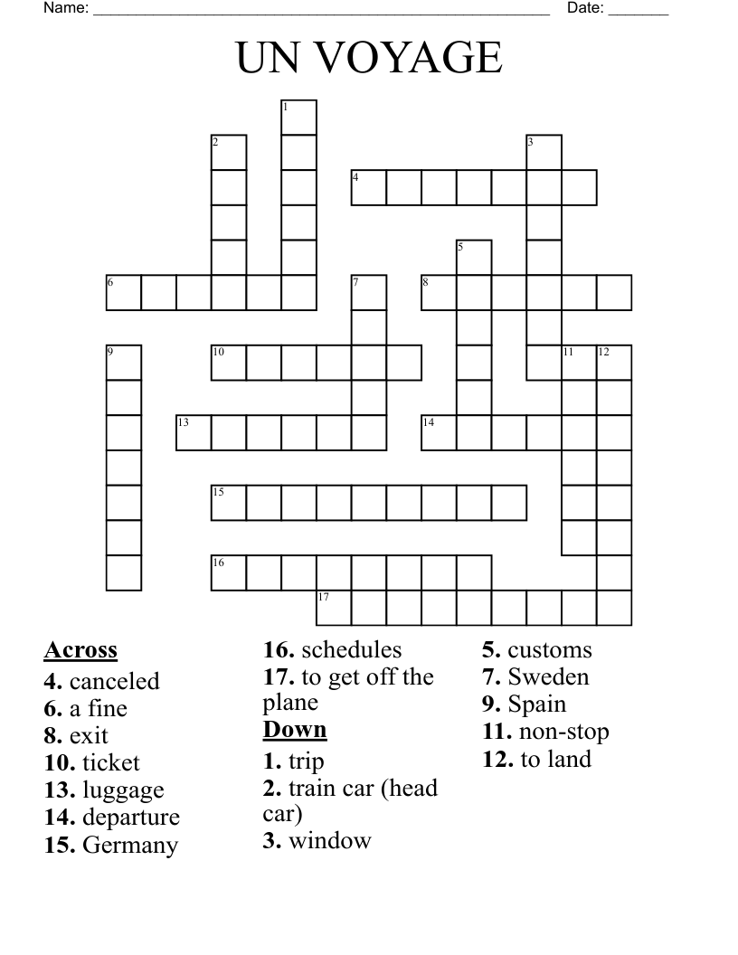 UN VOYAGE Crossword