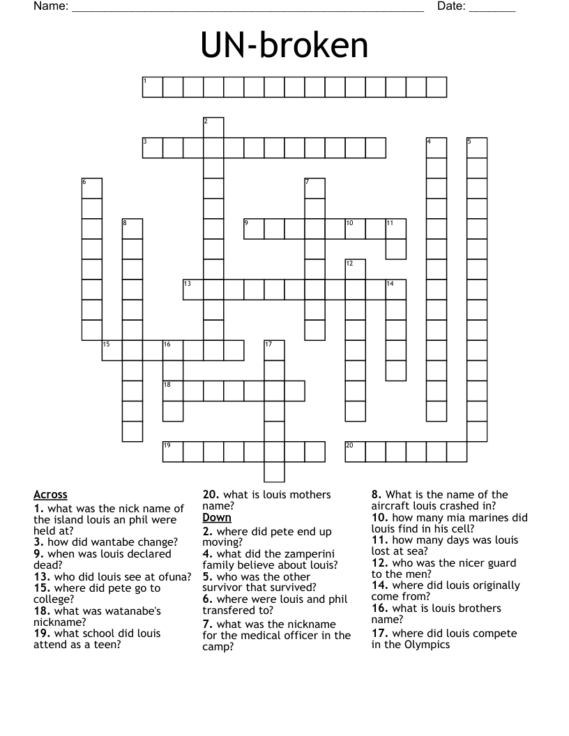 UN-broken Crossword