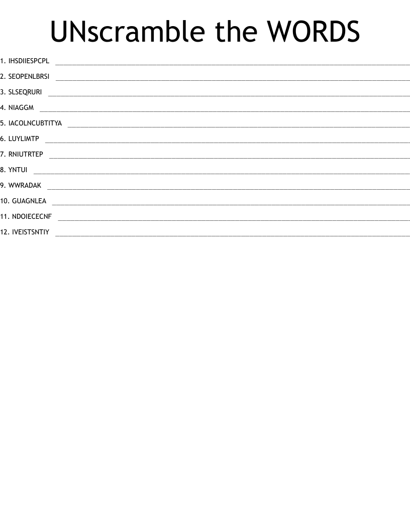 UNscramble the WORDS