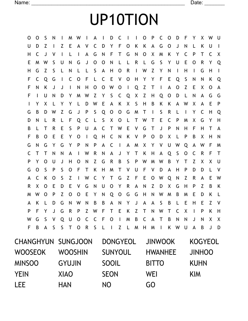 UP10TION Word Search