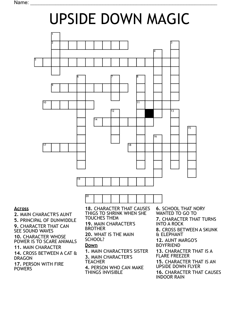 UPSIDE DOWN MAGIC Crossword