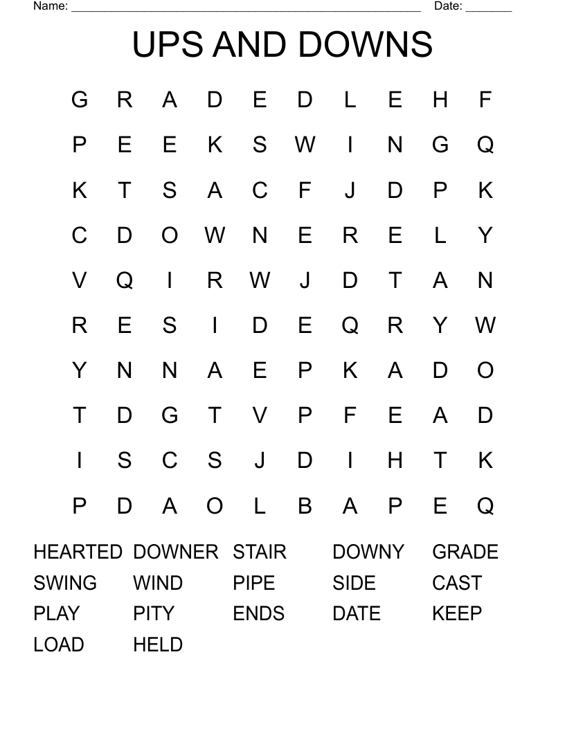 UPS AND DOWNS Word Search