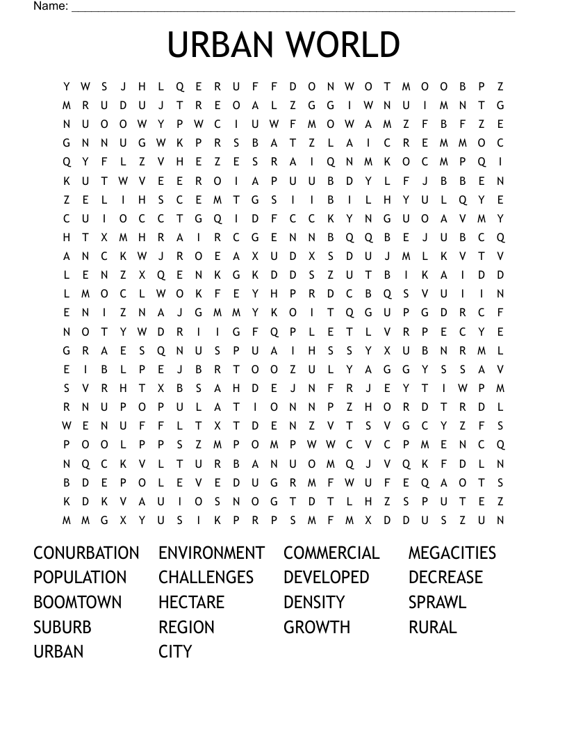 URBAN WORLD Word Search