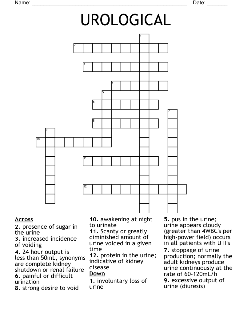 UROLOGICAL Crossword