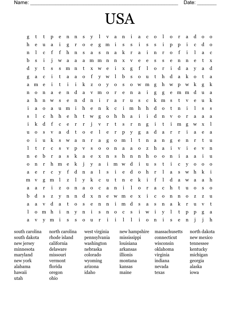USA Word Search