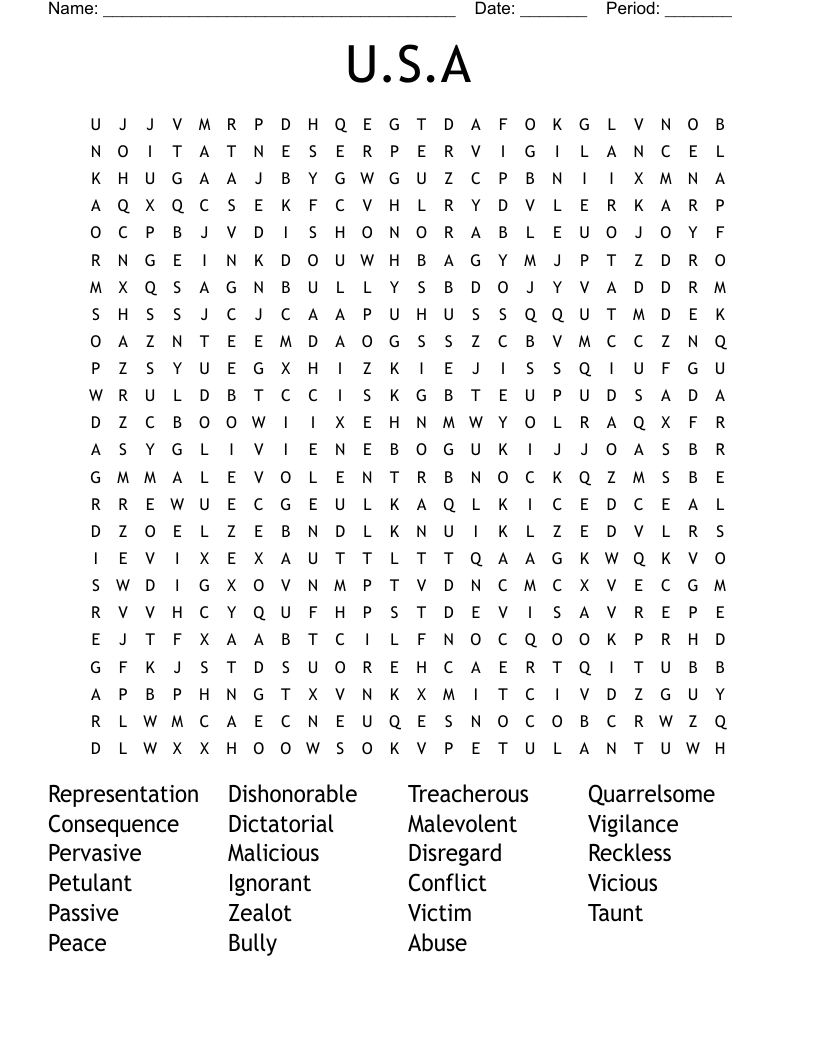 U.S.A Word Search