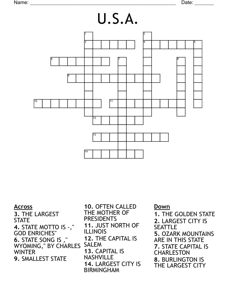 U.S.A. Crossword