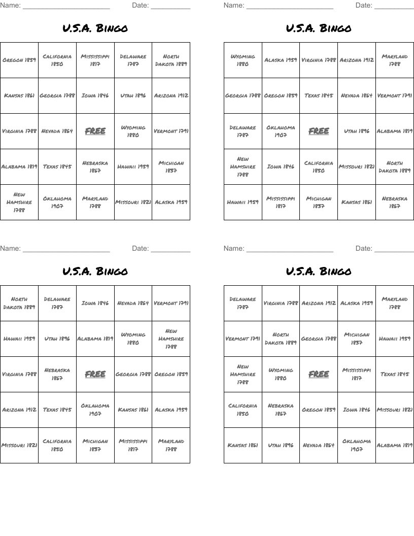 U.S.A. Bingo
