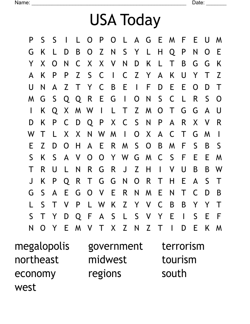 USA Today Word Search