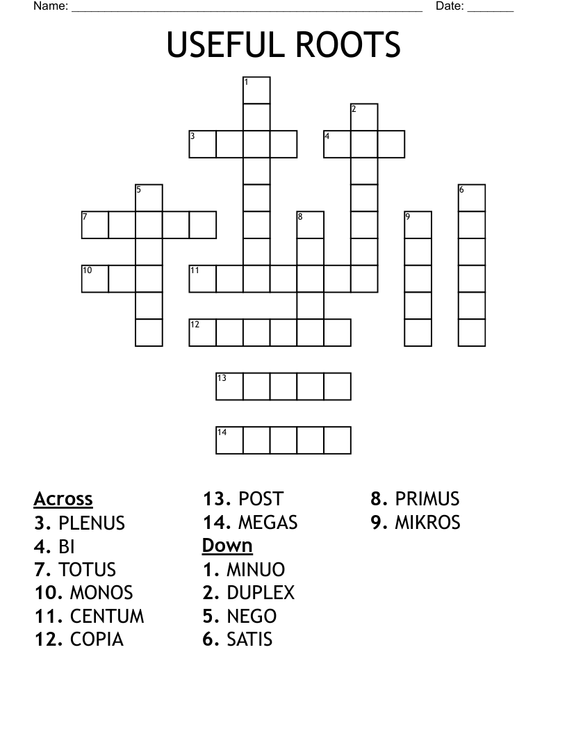 USEFUL ROOTS Crossword