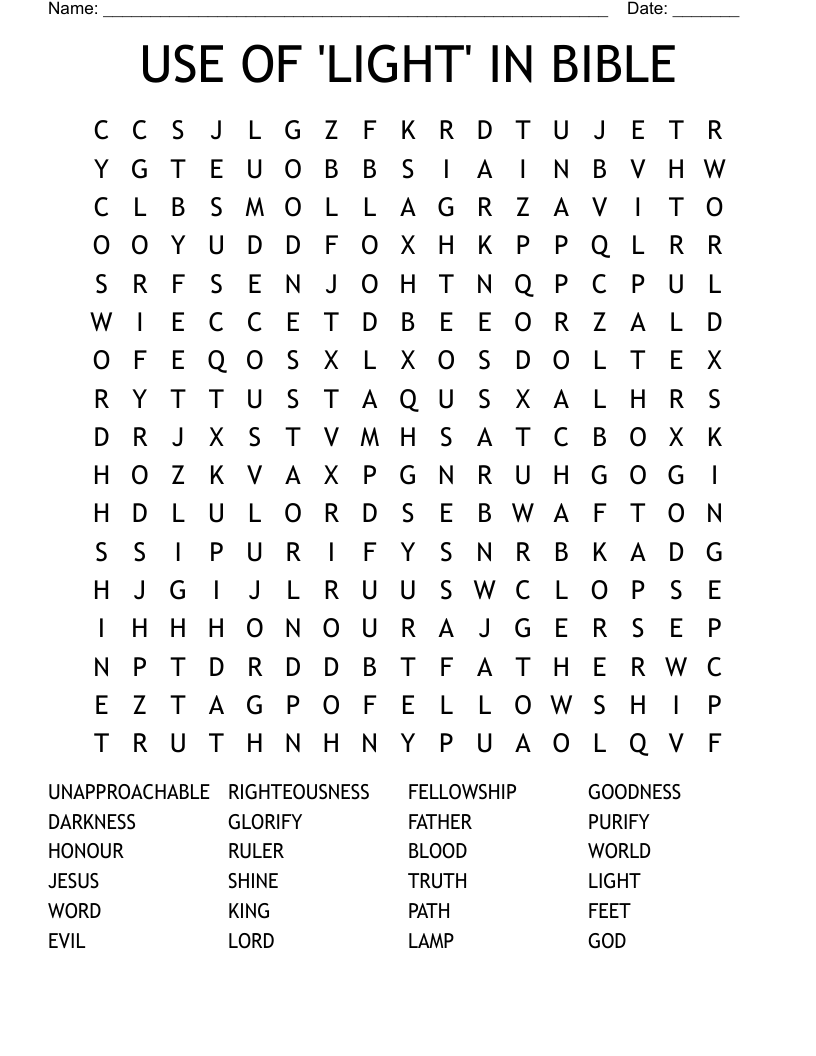 USE OF 'LIGHT' IN BIBLE Word Search