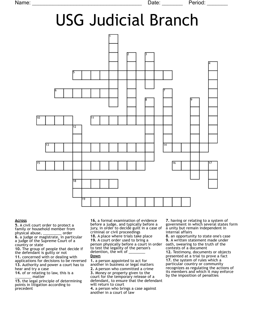 USG Judicial Branch Crossword