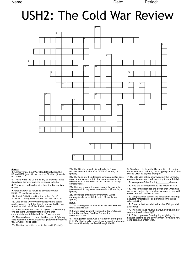 USH2: The Cold War Review Crossword