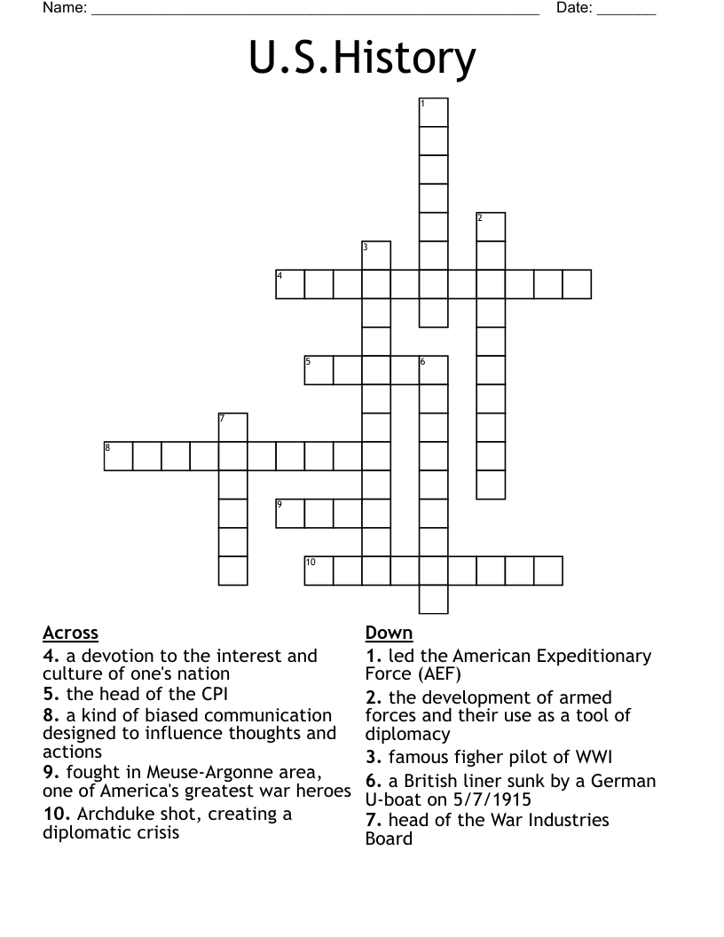 U.S.History Crossword