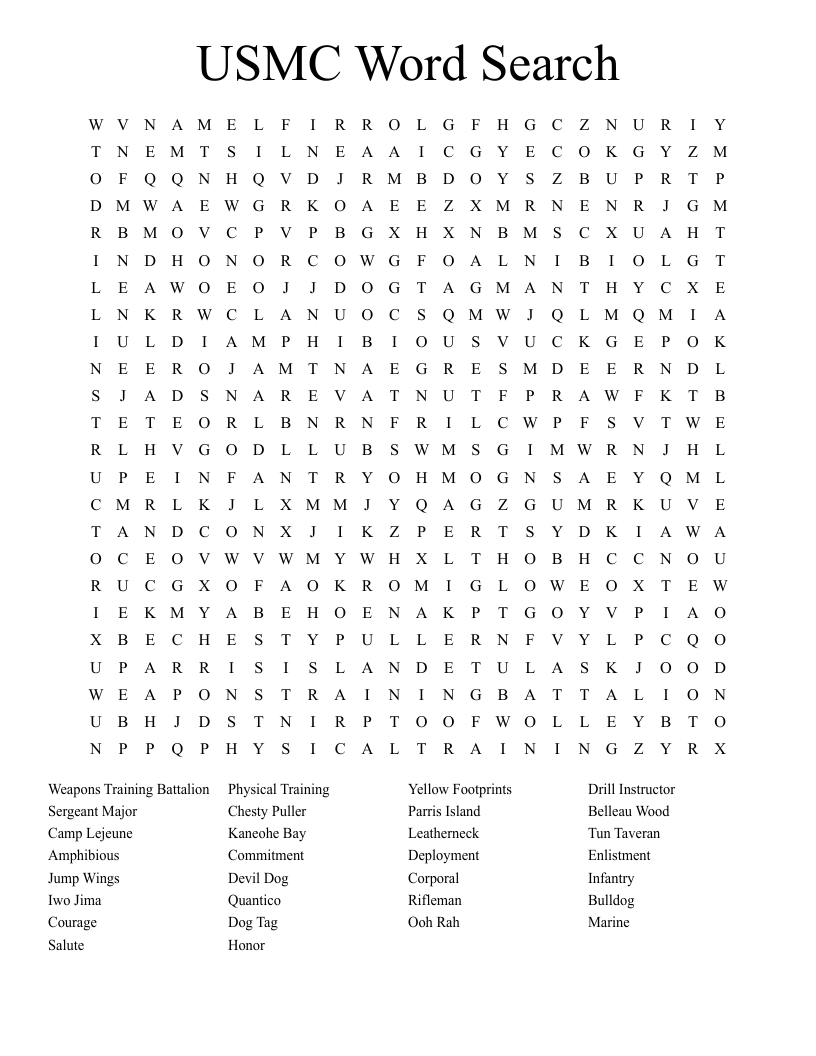 USMC Word Search