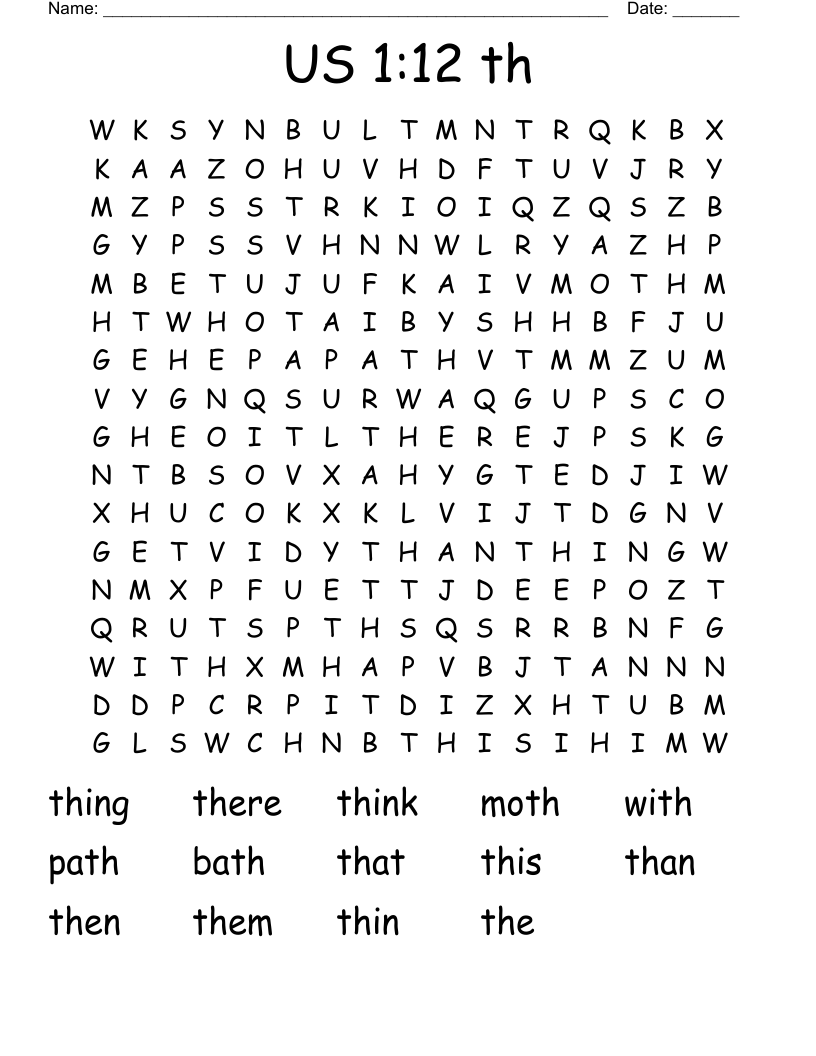 US 1:12   th Word Search