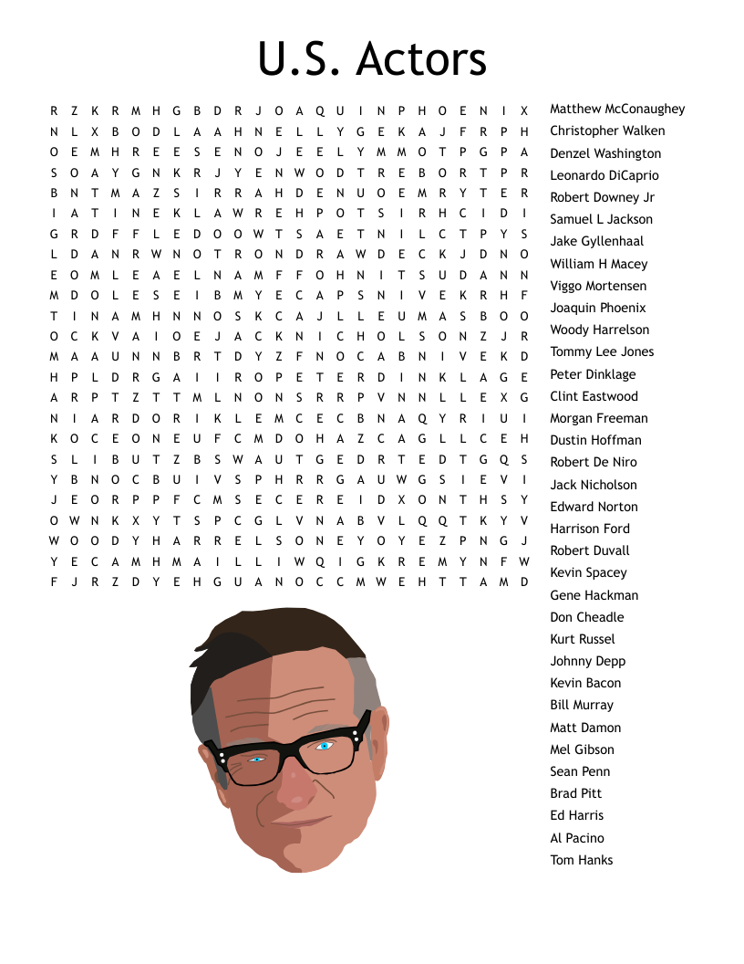 U.S. Actors Word Search
