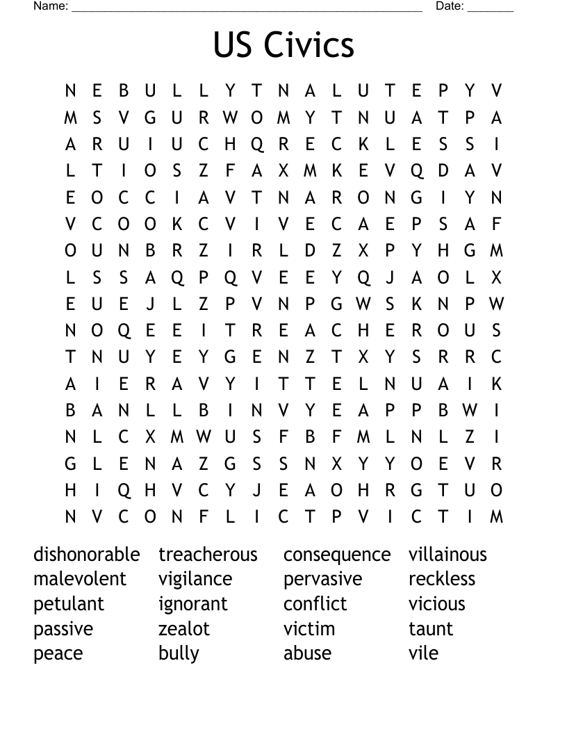US Civics  Word Search