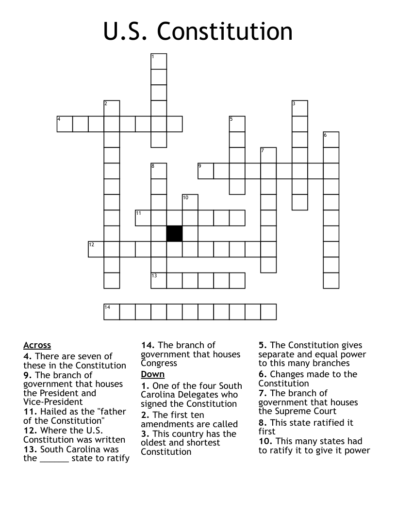 U.S. Constitution Crossword