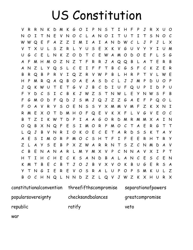 US Constitution Word Search