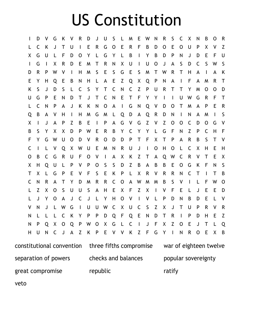 US Constitution Word Search