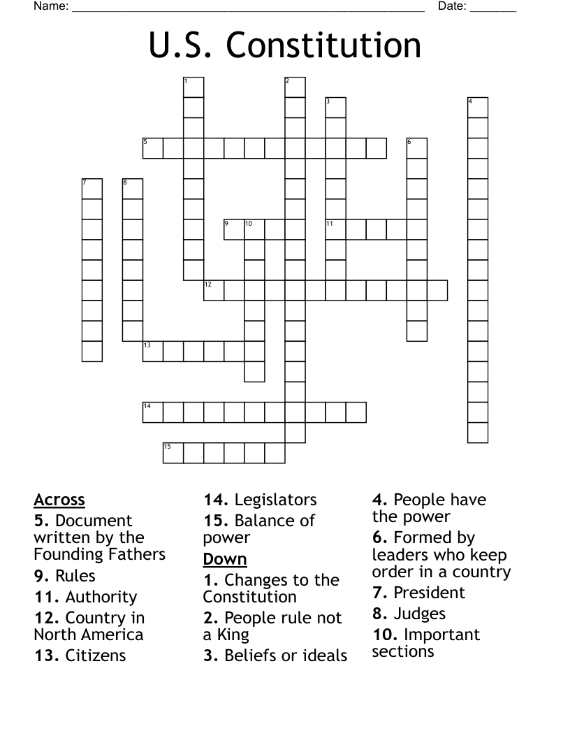 U.S. Constitution Crossword