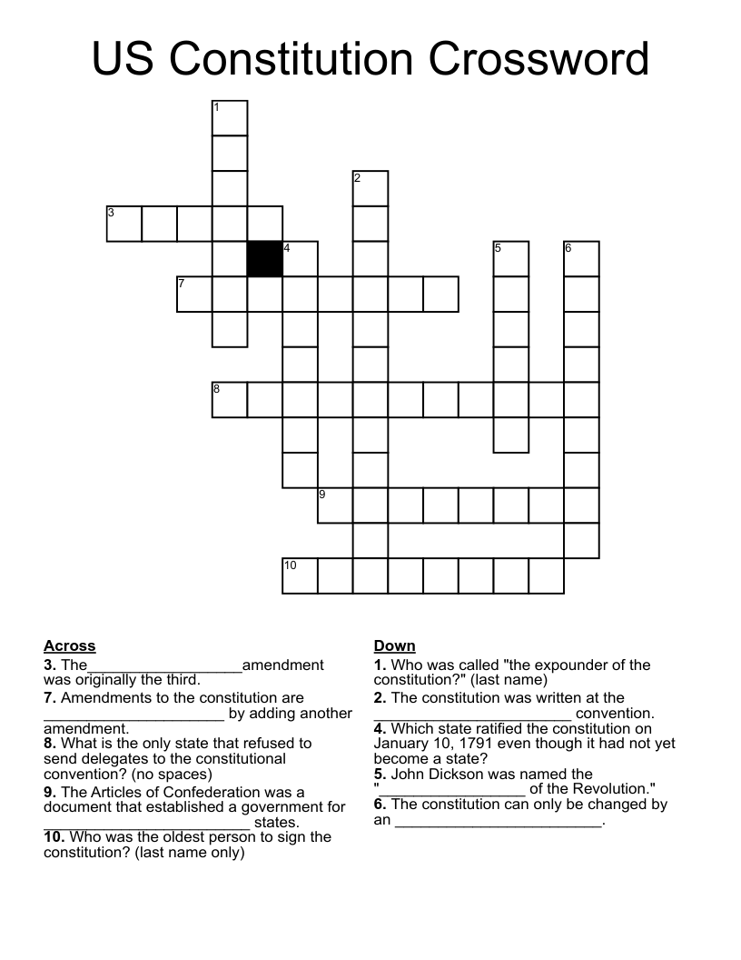 US Constitution Crossword