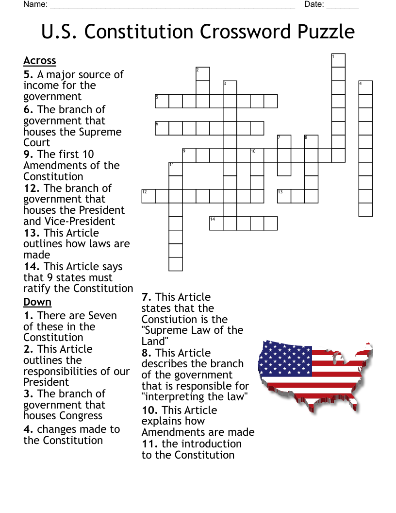 U.S. Constitution Crossword Puzzle