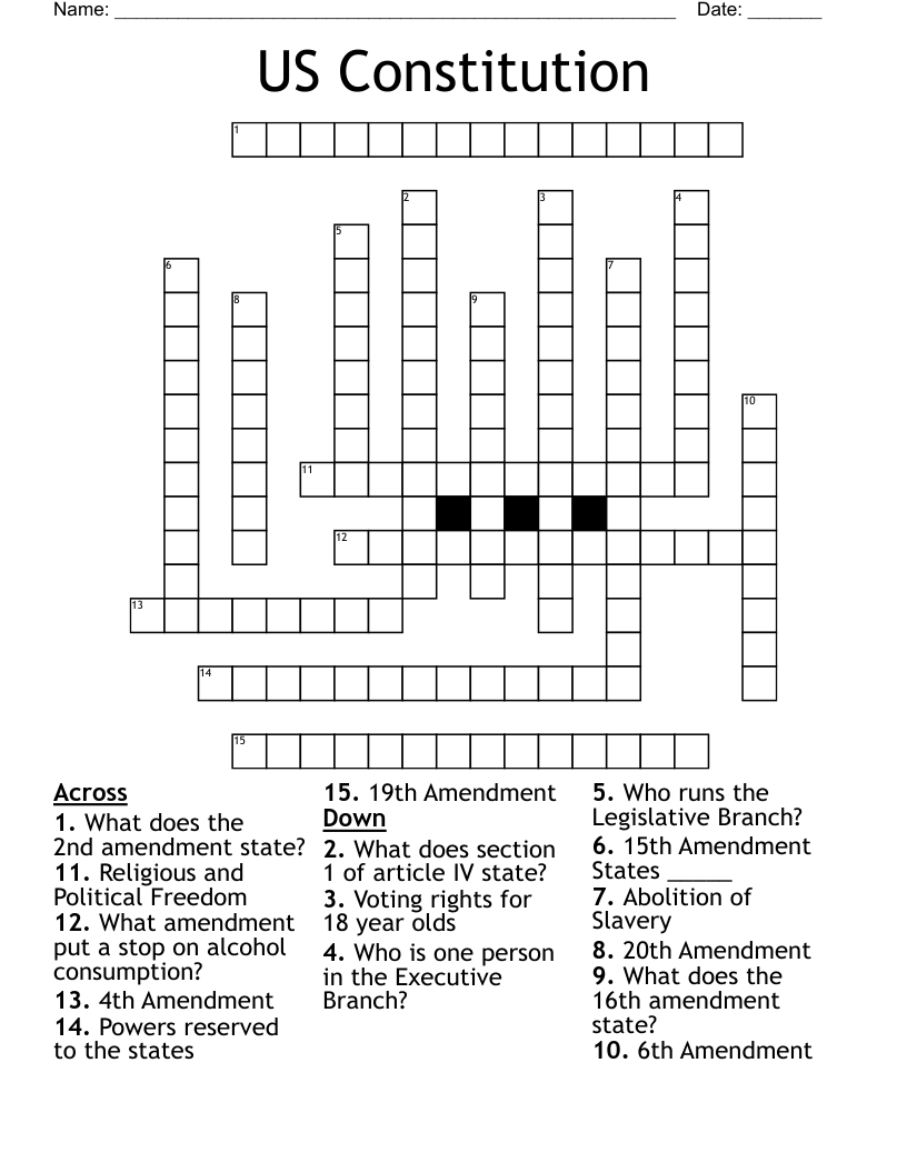 US Constitution  Crossword