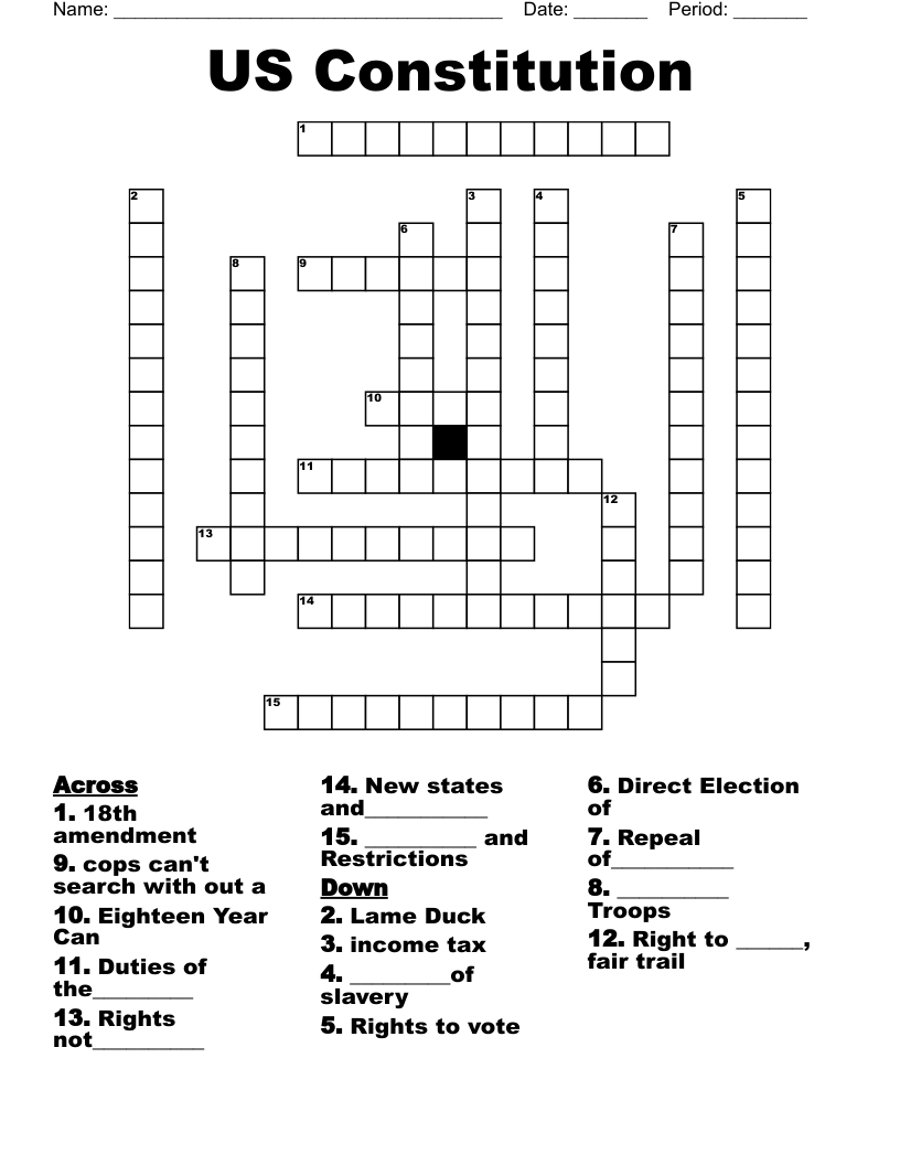 US Constitution  Crossword