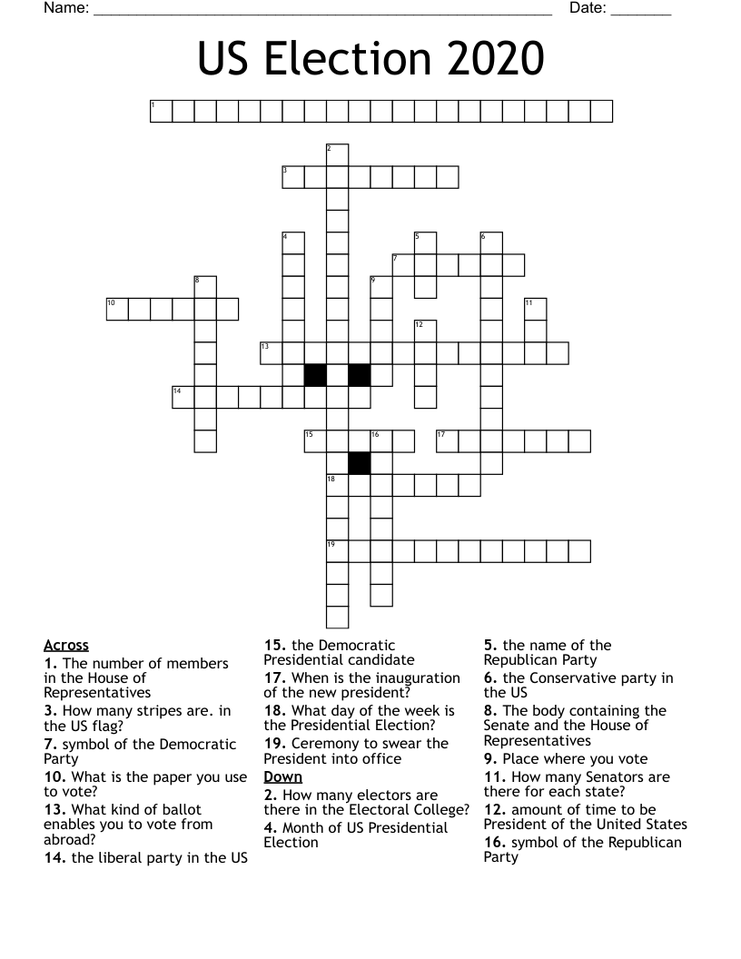 US Election 2020 Crossword