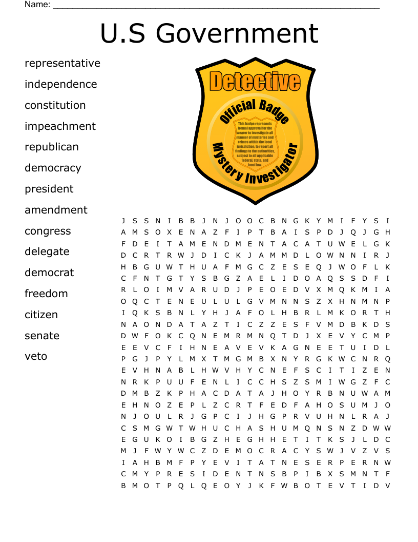 U.S Government Word Search