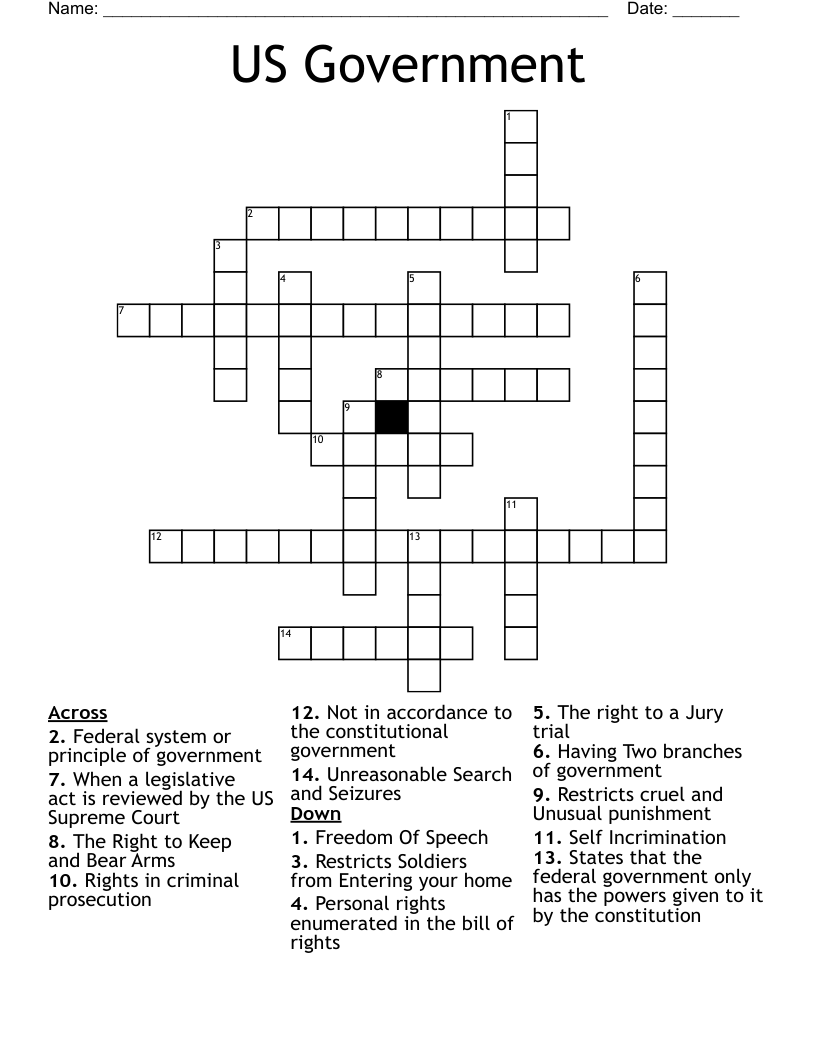 US Government Crossword