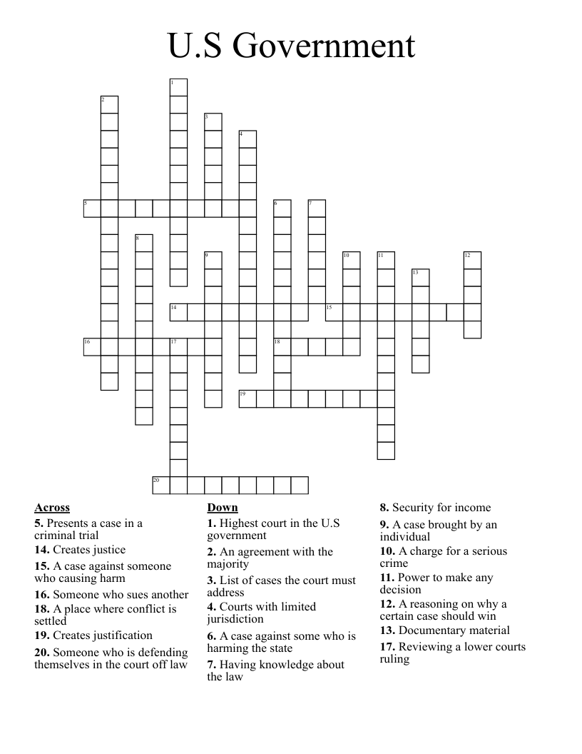 U.S Government Crossword