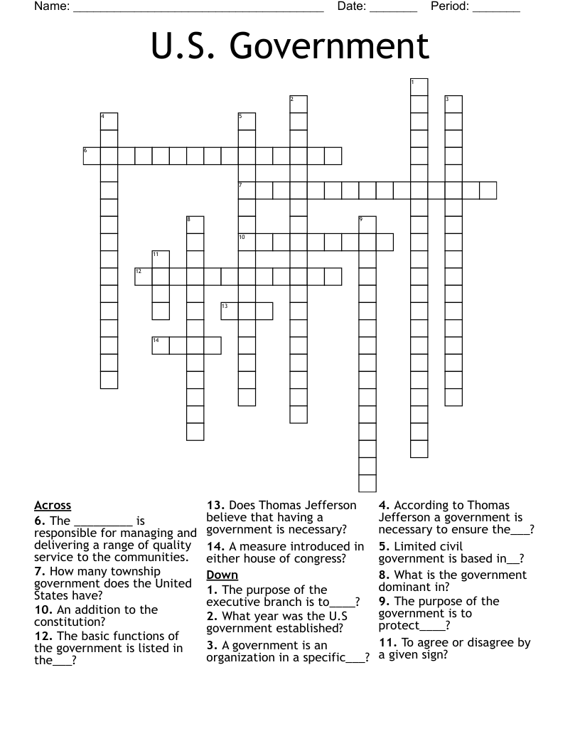 U.S. Government Crossword