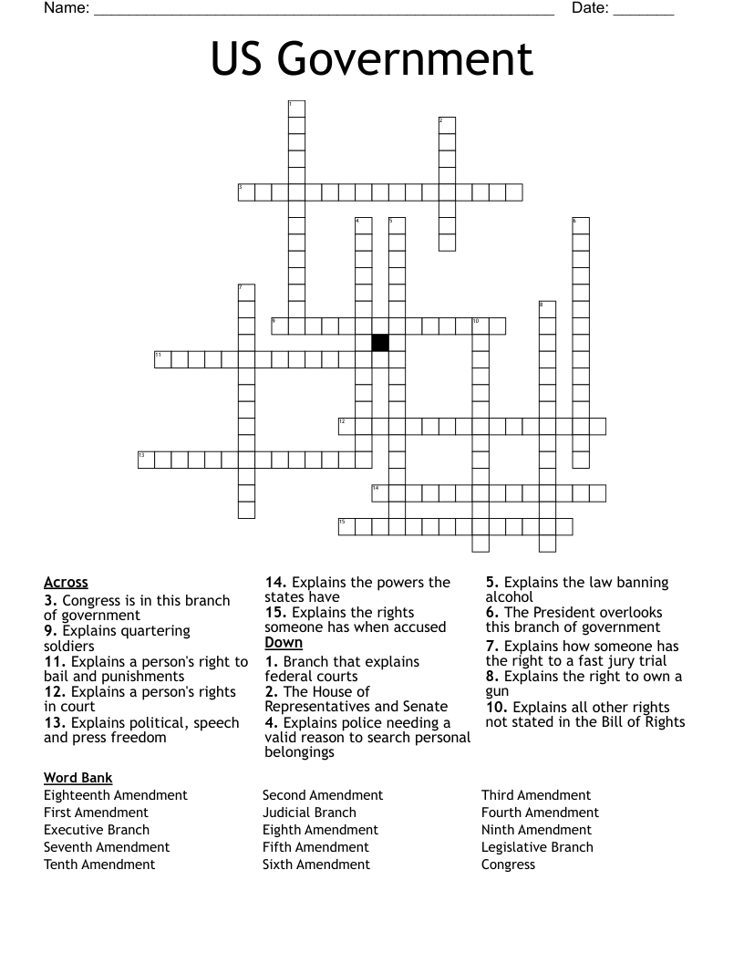 US Government Crossword
