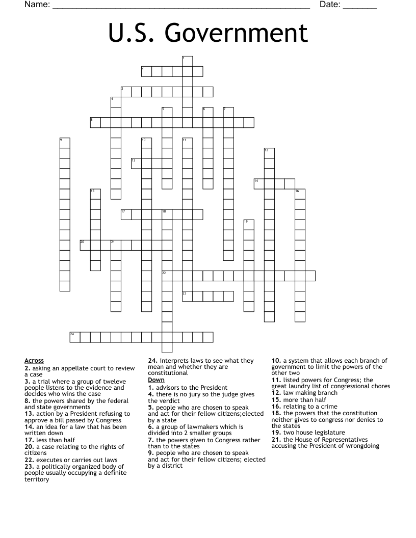 U.S. Government Crossword