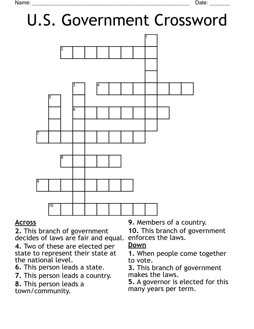 U.S. Government Crossword
