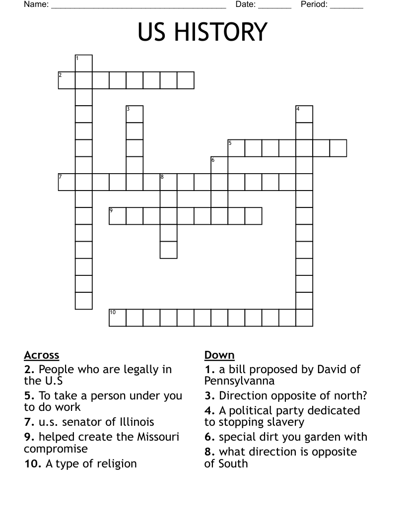US HISTORY Crossword