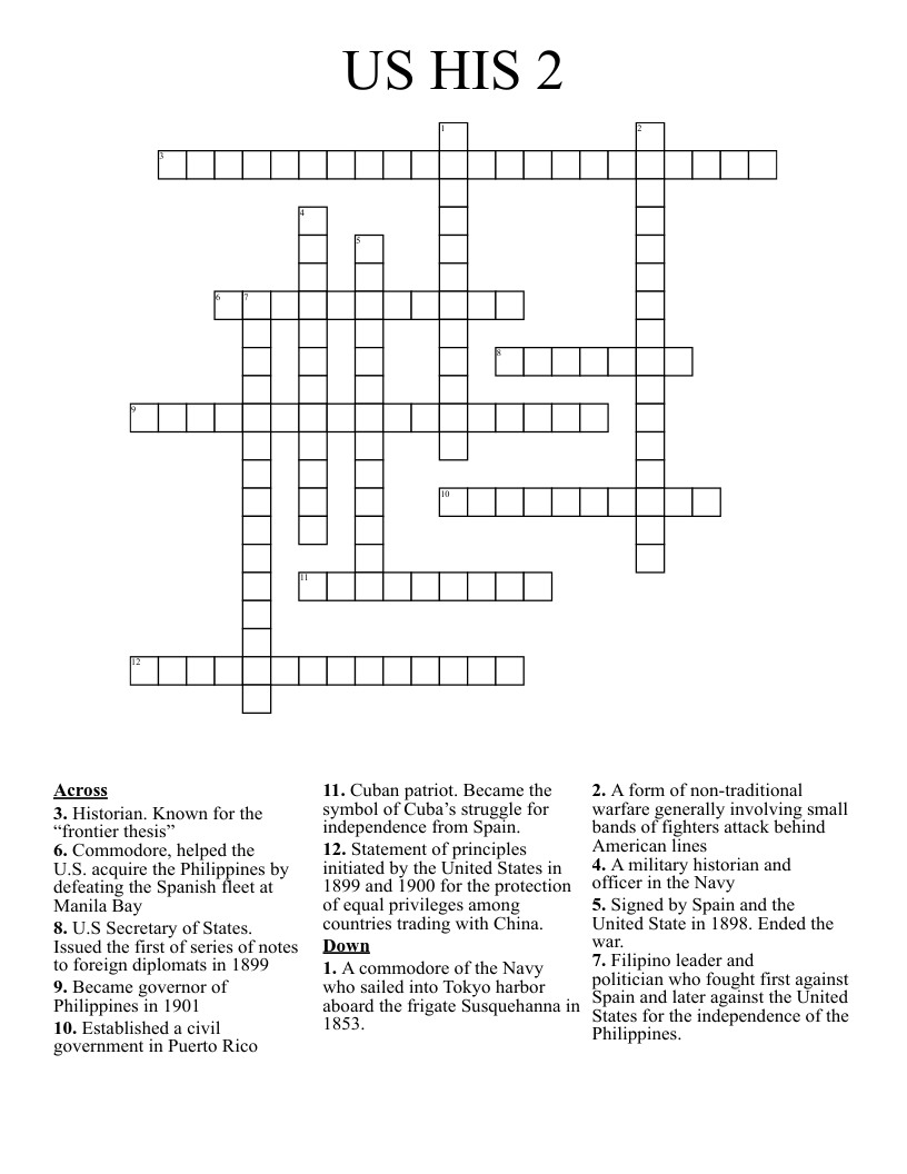 US HIS 2 Crossword