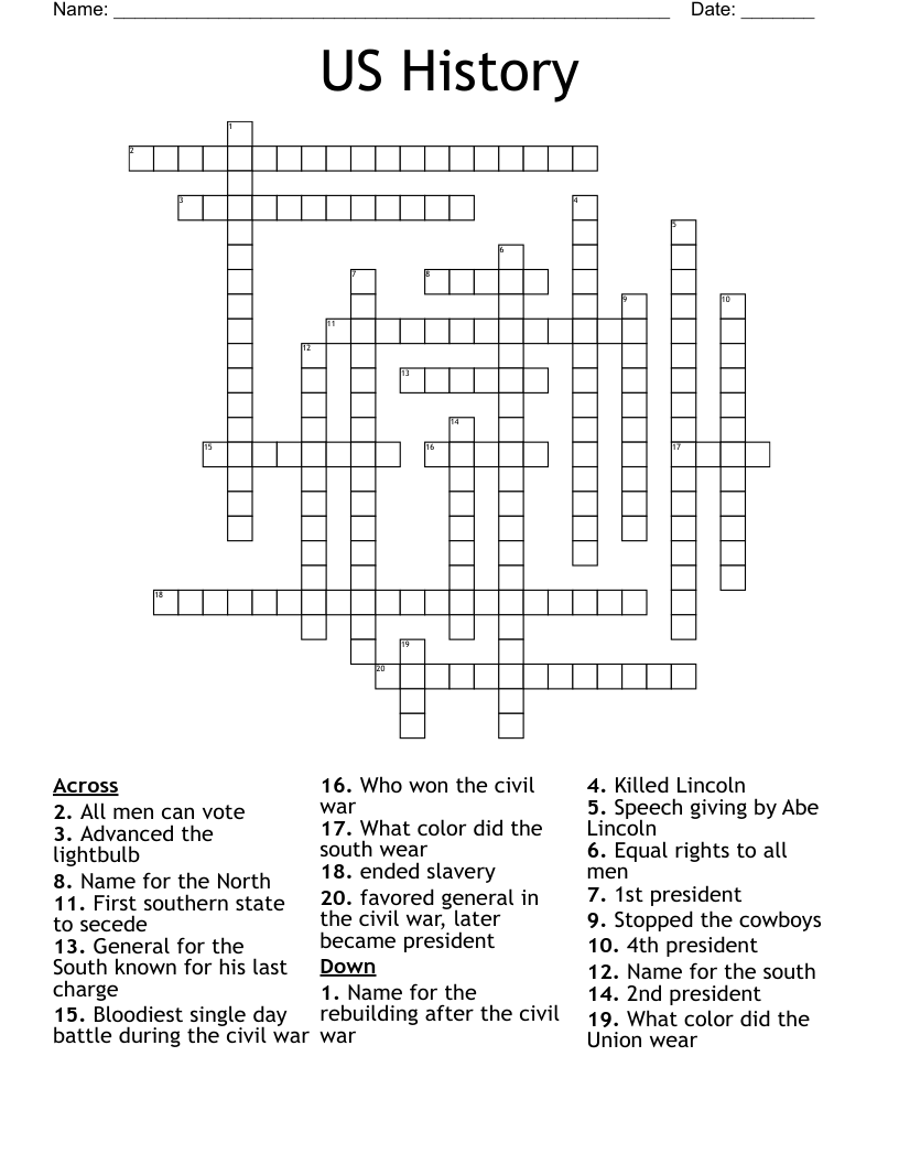 US History Crossword
