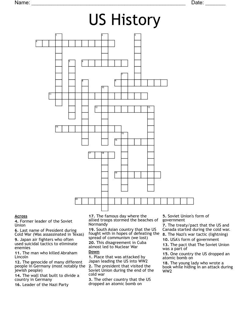 US History Crossword