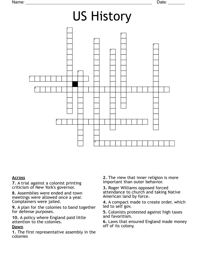 US History Crossword